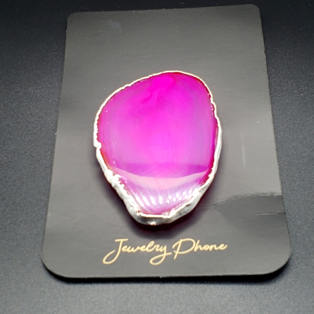 FREEFORM SILVER PLATED PINK AGATE PHONE ACCESSORIE